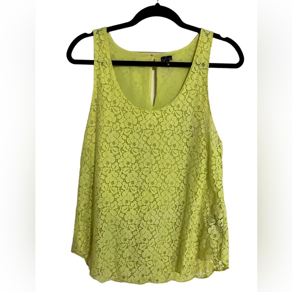 Talula Lace Tank Top in Neon Yellow, Size Medium - Picture 1 of 3
